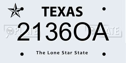 2136OA Texas License Plate