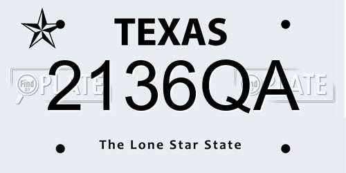 2136QA Texas License Plate