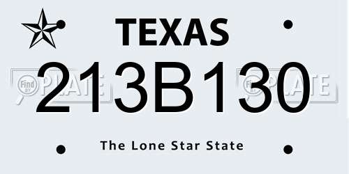 213B130 Texas License Plate