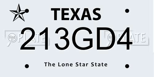 213GD4 Texas License Plate