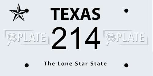 214 Texas License Plate