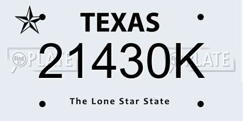 21430K Texas License Plate