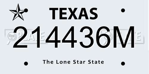 214436M Texas License Plate
