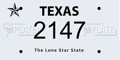 2147 Texas License Plate