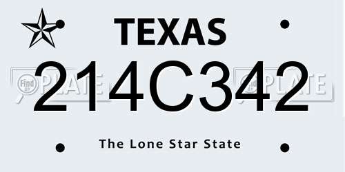 214C342 Texas License Plate