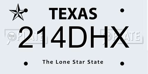 214DHX Texas License Plate