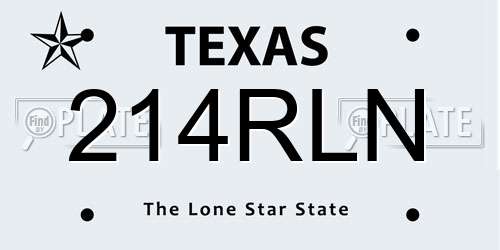 214RLN Texas License Plate