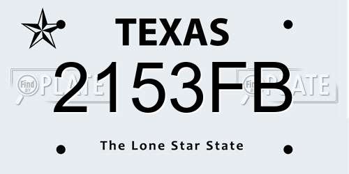 2153FB Texas License Plate