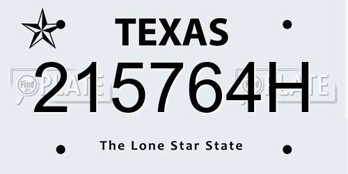 215764H Texas License Plate