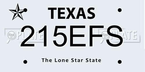 215EFS Texas License Plate