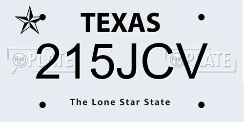 215JCV Texas License Plate