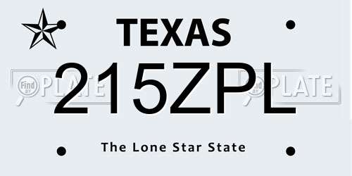 215ZPL Texas License Plate