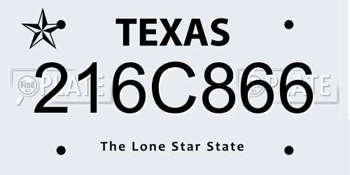 216C866 Texas License Plate