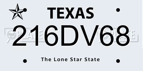 216DV68 Texas License Plate