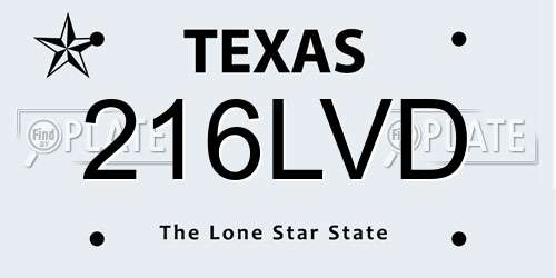 216LVD Texas License Plate