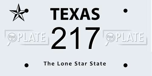 217 Texas License Plate