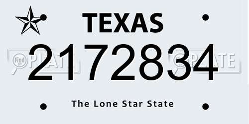 2172834 Texas License Plate