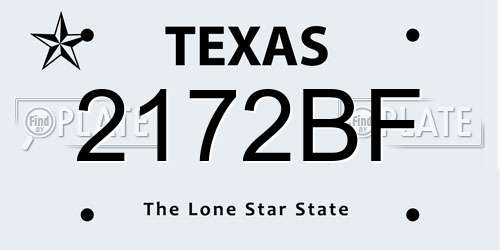 2172BF Texas License Plate