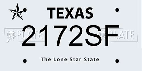 2172SF Texas License Plate