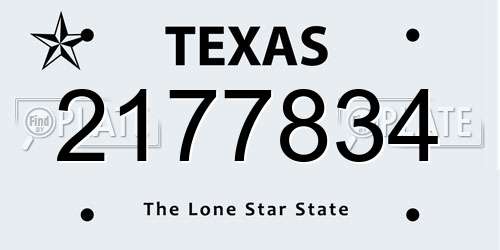 2177834 Texas License Plate