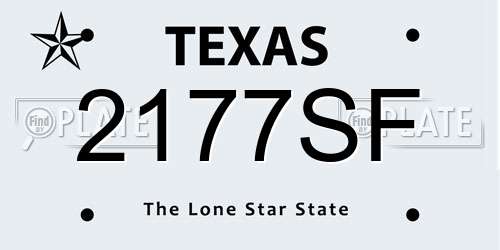 2177SF Texas License Plate