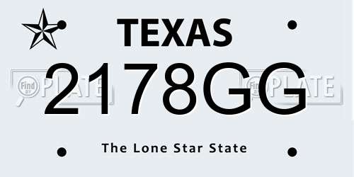 2178GG Texas License Plate