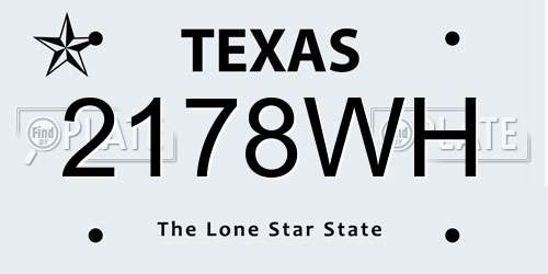 2178WH Texas License Plate