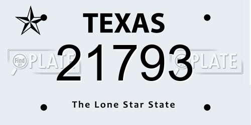 21793 Texas License Plate