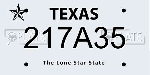 217A35 Texas License Plate