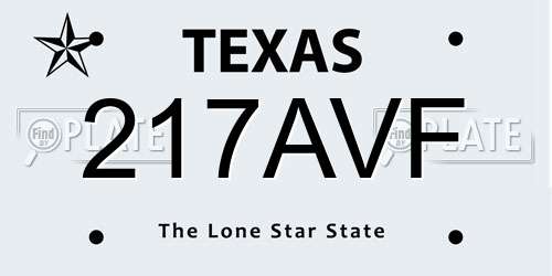 217AVF Texas License Plate