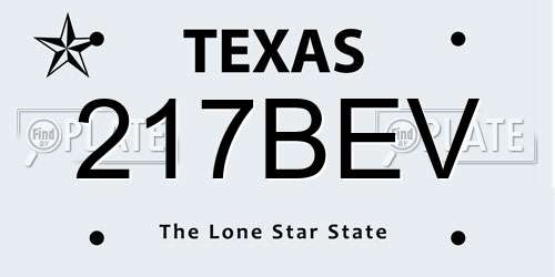 217BEV Texas License Plate