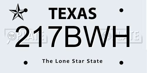 217BWH Texas License Plate
