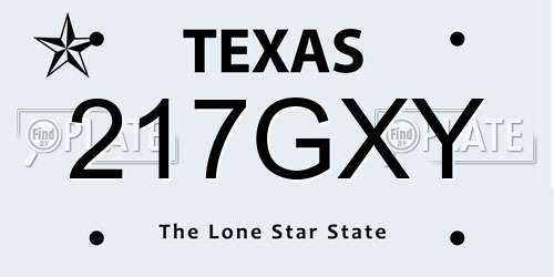 217GXY Texas License Plate