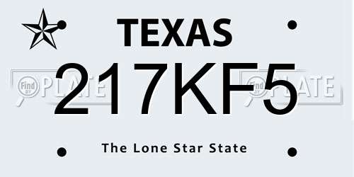 217KF5 Texas License Plate