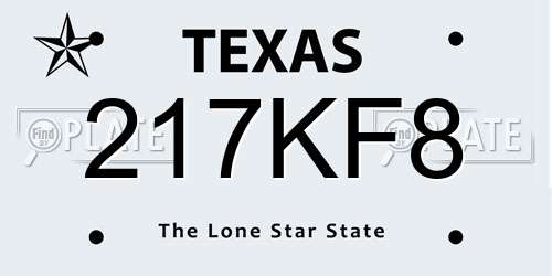 217KF8 Texas License Plate
