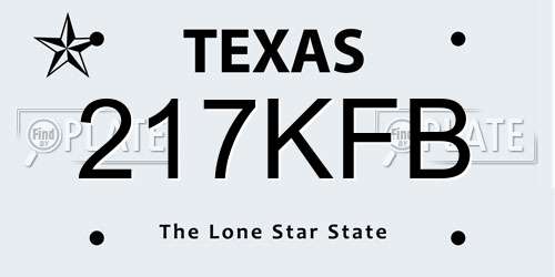 217KFB Texas License Plate