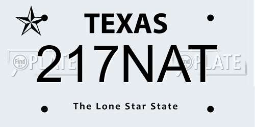 217NAT Texas License Plate