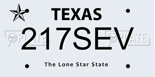 217SEV Texas License Plate