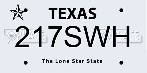 217SWH Texas License Plate