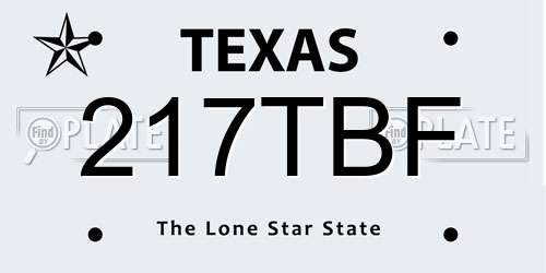 217TBF Texas License Plate