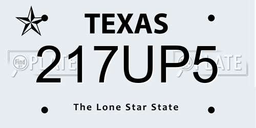 217UP5 Texas License Plate