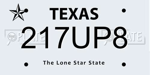 217UP8 Texas License Plate