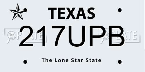 217UPB Texas License Plate