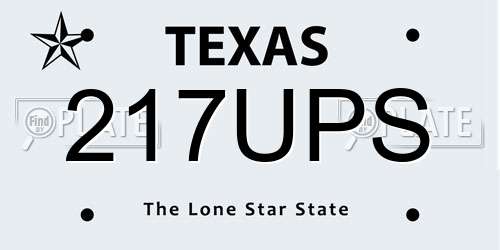 217UPS Texas License Plate