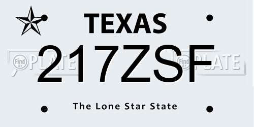 217ZSF Texas License Plate