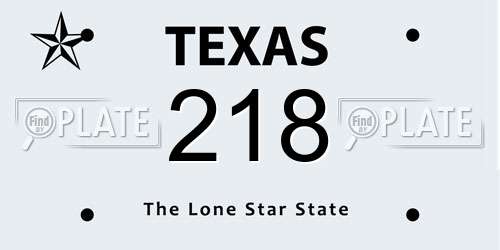 218 Texas License Plate