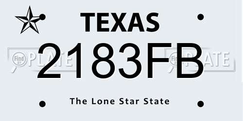 2183FB Texas License Plate