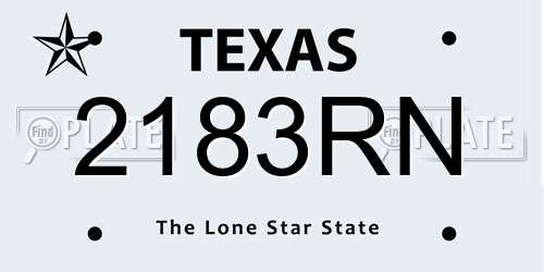 2183RN Texas License Plate