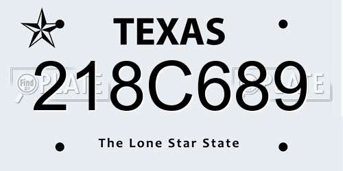 218C689 Texas License Plate