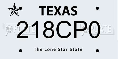 218CP0 Texas License Plate